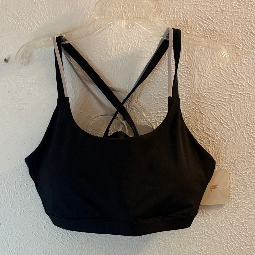 Fabletics Black Sports Bra with Crossback Straps